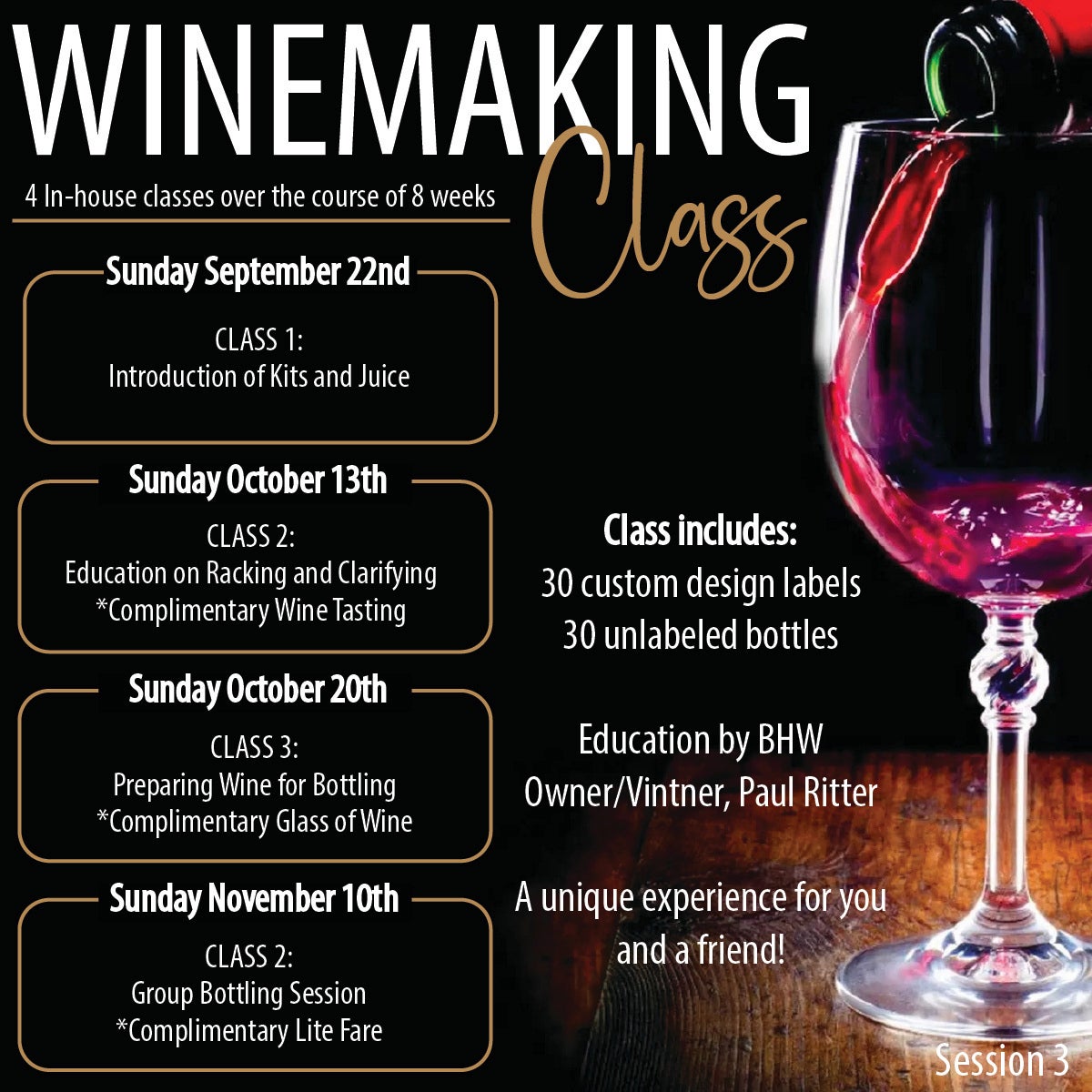 Wine Making Course (Sept/Oct/Nov 2024) Brook Hollow Winery and Event